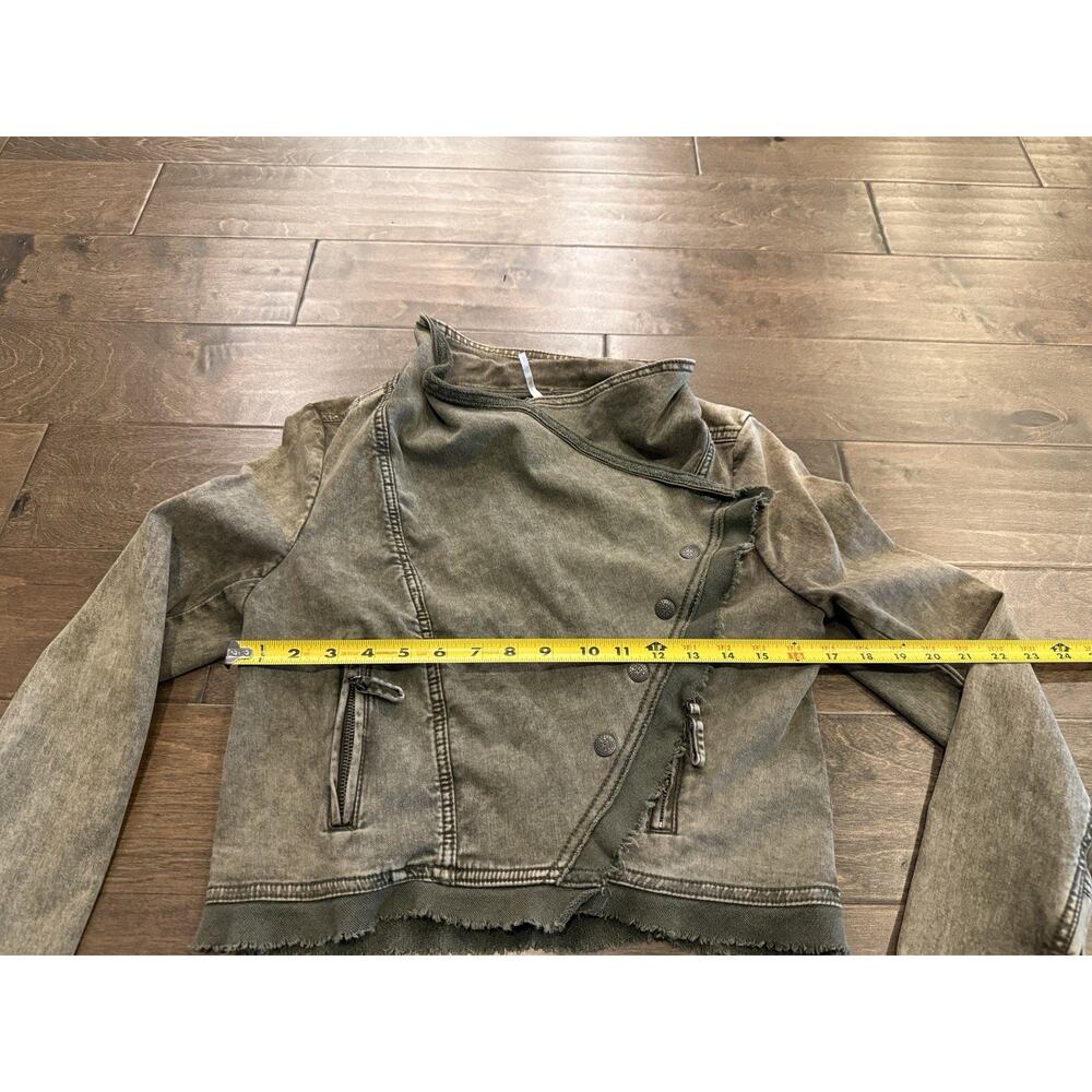 Free People Womens Collapsing Twill Military Raw Hem Snap On Jacket Size XS - Picture 10 of 10